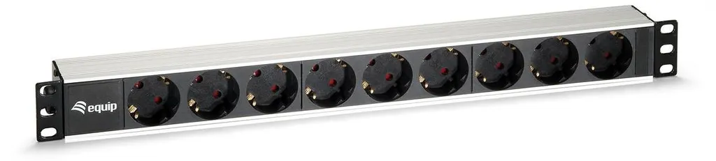 Equip 19 Multiprise Rackable CEE7/7 vers 9 Schuko en Aluminium Robuste