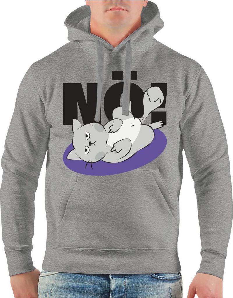 Herren Kapuzenpullover Katzen Motiv NÖ