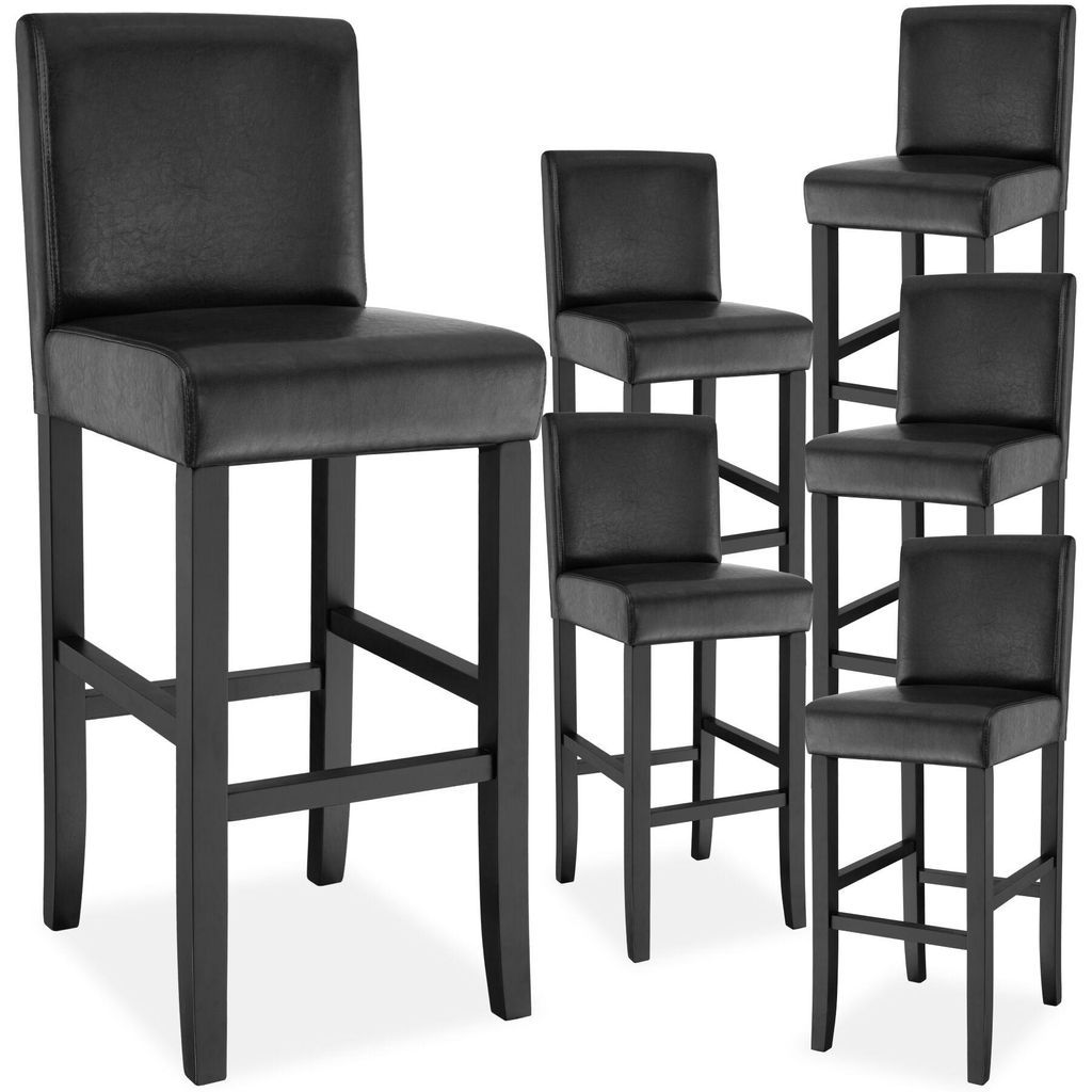 Barhocker aus Kunstleder - schwarz, 6er Set Produktbild 