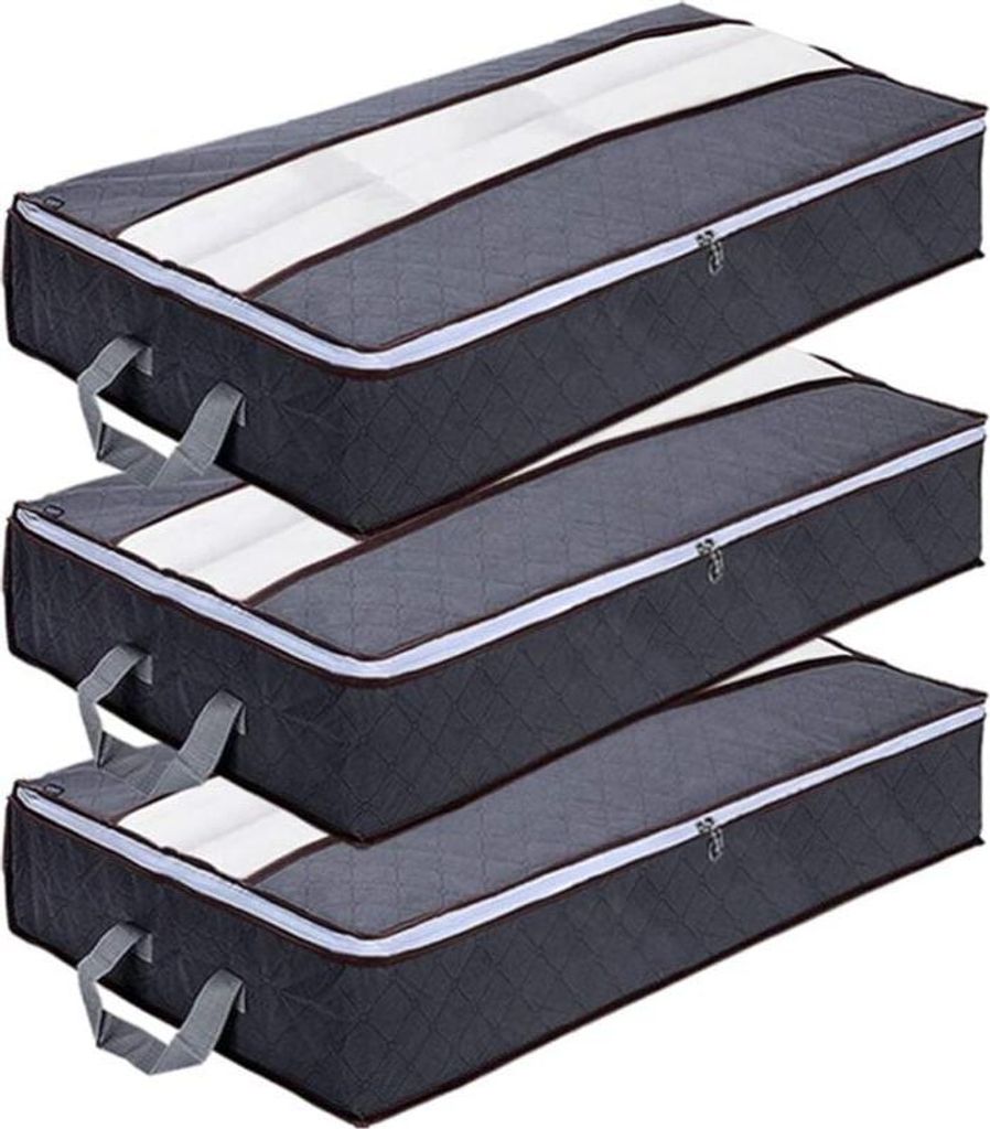 Aufbewahrungstaschen für unter das Bett, 3er-Set, große, faltbare Vliestaschen für Bettdecken, Decken, Kissen, Spielzeug und Kleidung (100 x 50 ...
