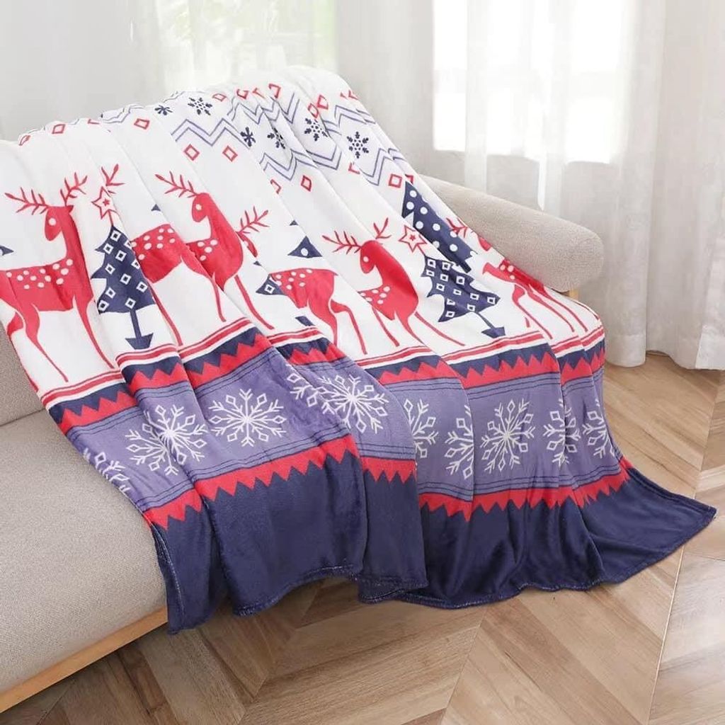 Kuscheldecke Weihnachtsdecke Kitze 160x200 cm Christmas Winterdecke flauschig warme Tagesdecke Wohnzimmer Deko Sofadecke Bettdecke