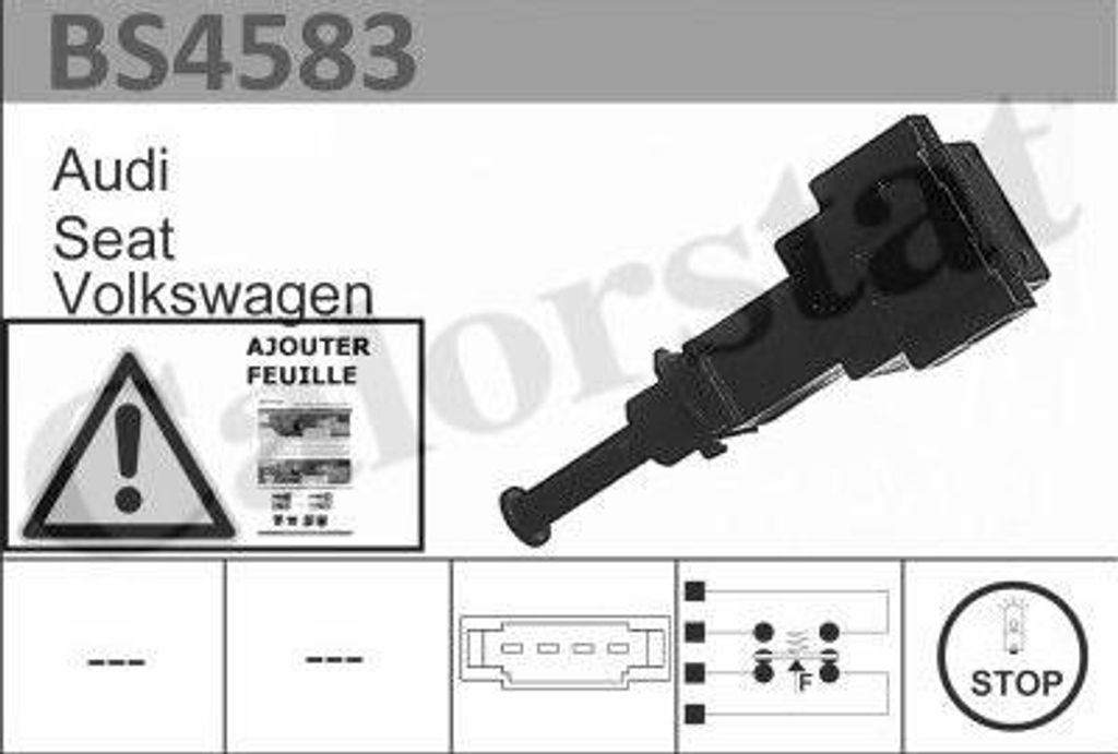 CALORSTAT by Vernet BS4583 Bremslichtschalter OE 1J0945511 kompatibel mit Multivan V, New Beetle, Lupo, Golf IV, Caddy, Bora, Octavia, Fabia, Toled...