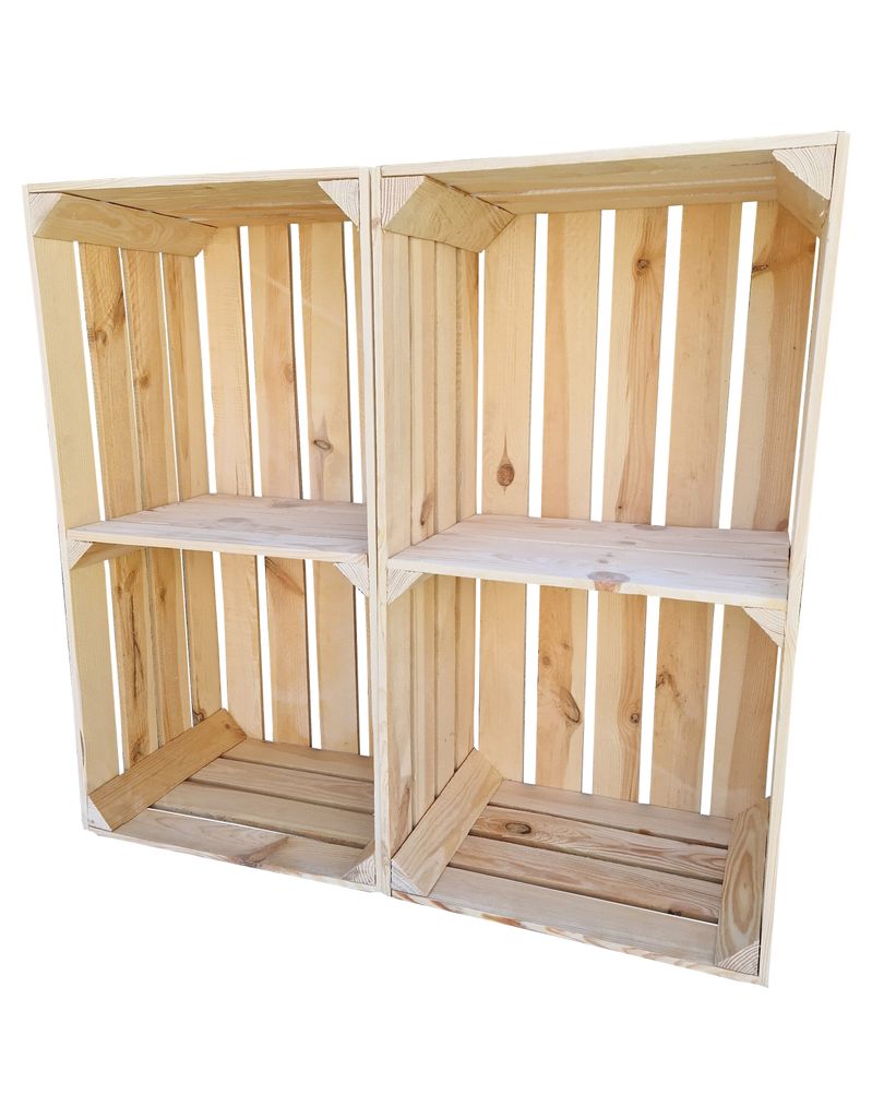 Holzkiste 67x37x28 cm mit Zwischenbrett 2er Set - Weinkiste Produktbild 