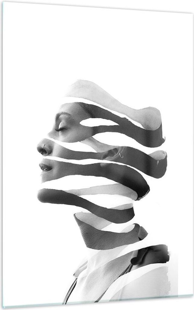 Bilder auf glas - Einteilig - Frau Surrealismus Monochrom - 50x70cm - Glasbilder - Wandbilder - Bilder - Wanddekoration aus Glas - Glas Bilder - Wa...