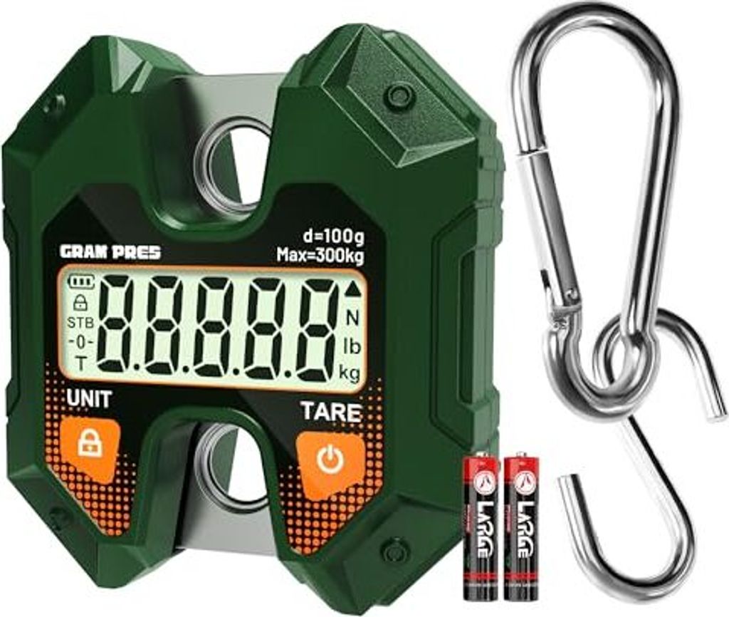 Digitale Hängeskalen 660 lbs/300 kg, Handheld Mini Crane Scale, Hirschjagdgepäck Hooks Farm, Fisch, Fleisch, Spiel, Outdoor