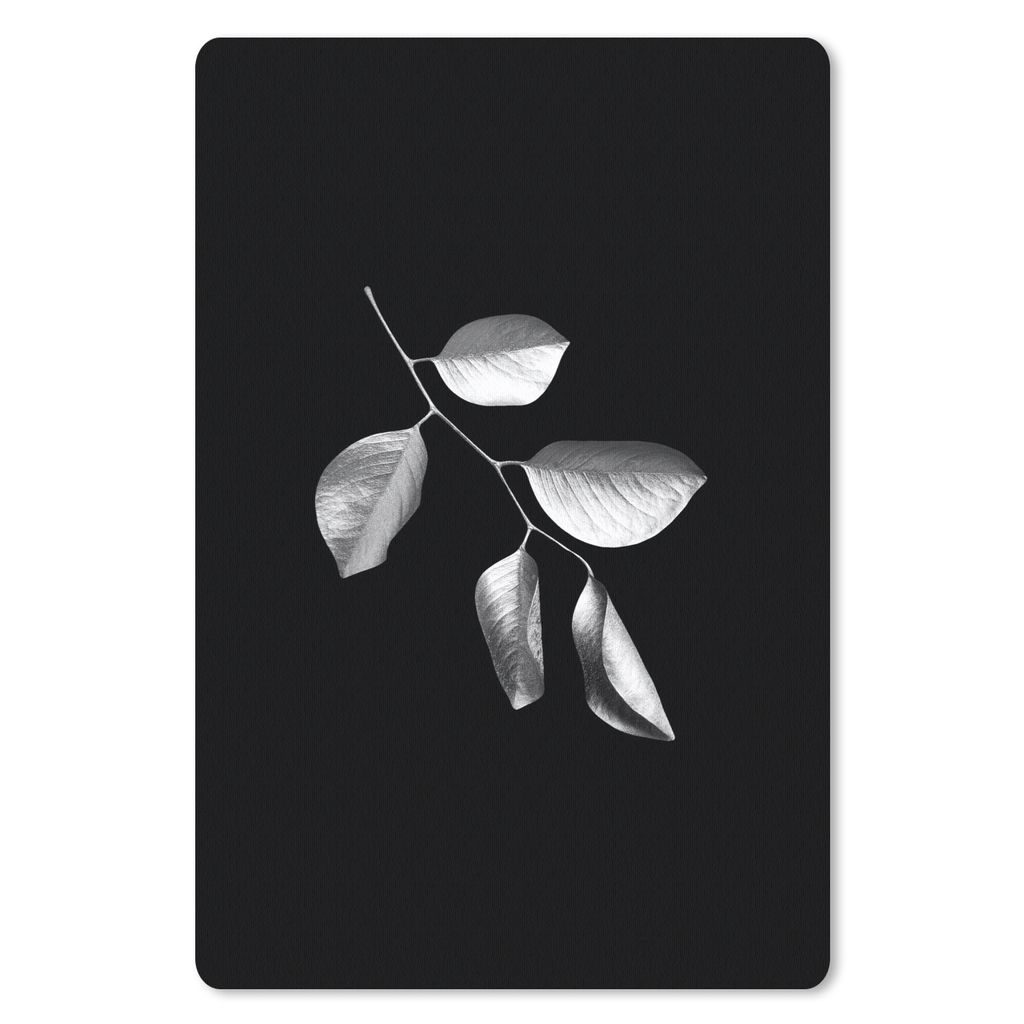 MuchoWow® Mauspad Mousepad Zweig mit Blättern auf schwarzem Produktbild 