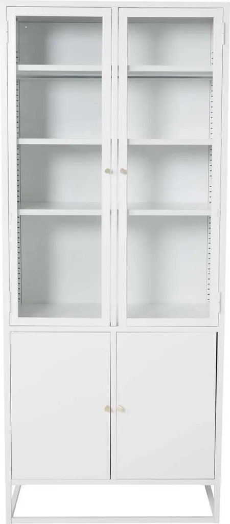 Meuble de Rangement Bakal Citrine 4 Portes Blanches pour Salle à Manger