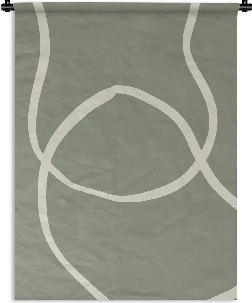 MuchoWow Wandteppich Wandbehang Linien - Figuren - Abstrakt - Grün 90x120 cm Tapisserie Dekoration Wandtuch - Wanddeko