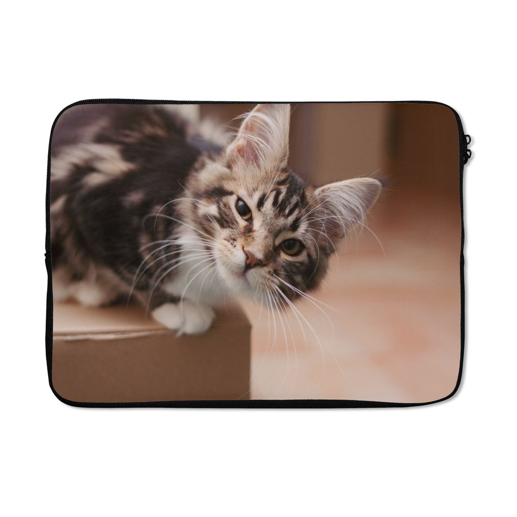 MuchoWow Laptop Hülle 13 Zoll Fragende Katze Laptoptasche - Laptophülle - Sleeve - Rundumschutz