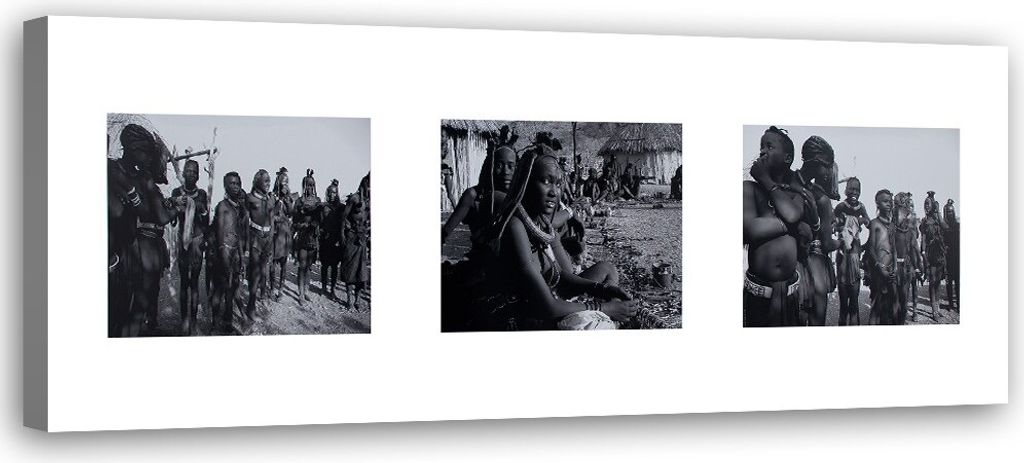 Leinwandbild collage menschen in afrika 120x40 cm Feeby grau wandbild bereit zum aufhängen