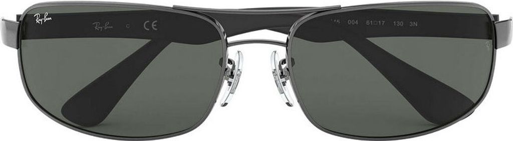Ray-Ban RB3445, Erwachsener, Uni, Rechteckig, Schwarz, Polarisierte Linse, Metall