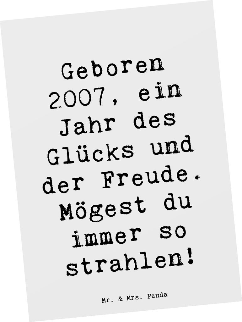 Mr. & Mrs. Panda Postkarte Spruch 2007 Geburtstag - Weiß - Produktbild 