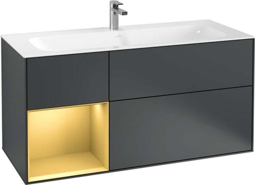 V&B Waschtischunterschrank Finion 119,6x59,1cm, Reg li gol m, md bl. m Lac