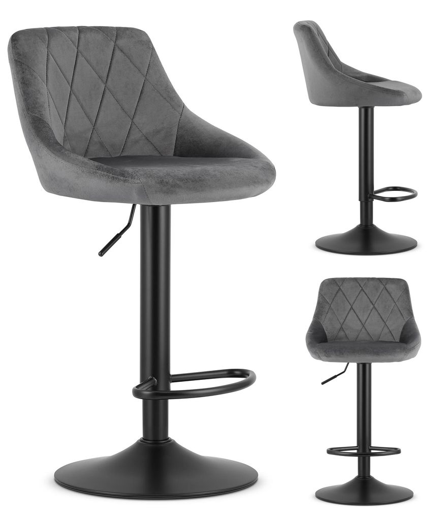 E-W Trading | Hocker KAST - 85-105 cm - Aksamit grau - Höhenverstellbar - Modernes Design