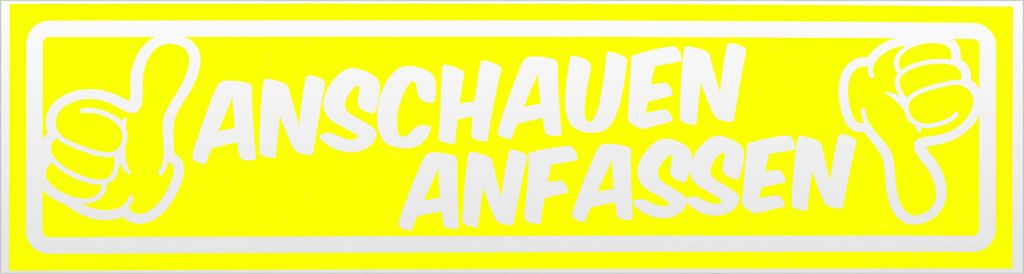 Kiwistar Anschauen anfassen invertiert Magnetschild Schild magnetisch - 30cm Neongelb - Magnetfolie für Auto PKW Kfz