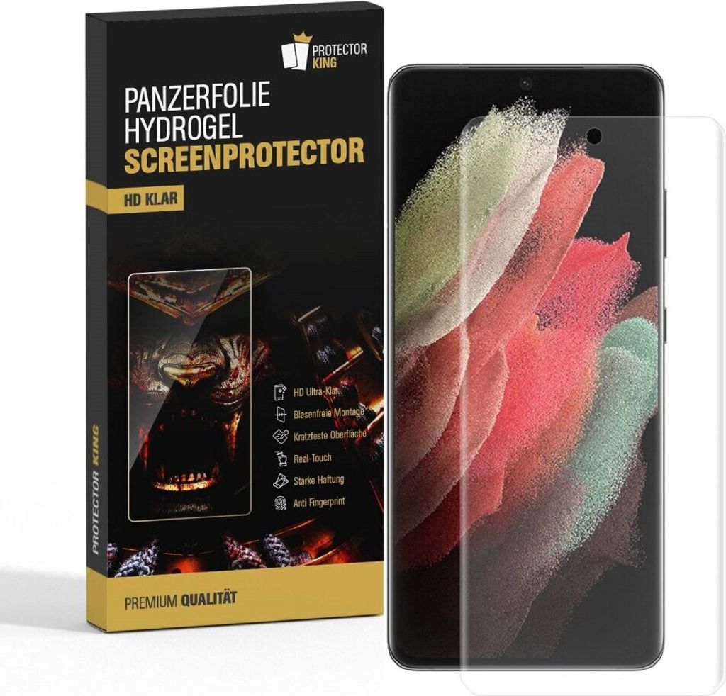 2x Panzerfolie für Samsung Galaxy S21 Ultra FULL-CURVED HYDROGEL Displayschutz HD KLAR Schutzfolie Displayfolie Folie