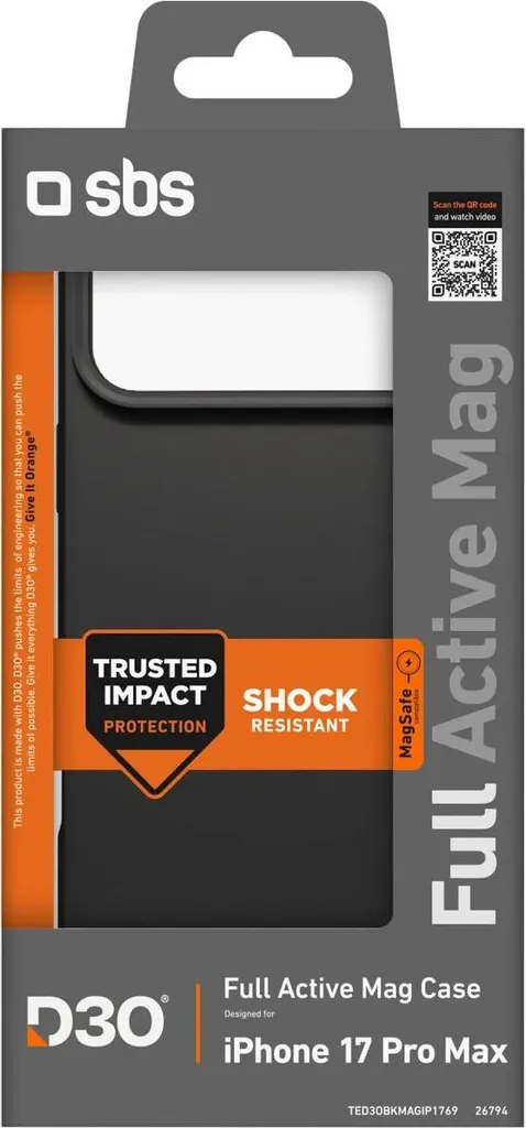 Cover SBS iPhone 17 Pro Max Nero MagSafe D3O - Stile e Sicurezza - 2