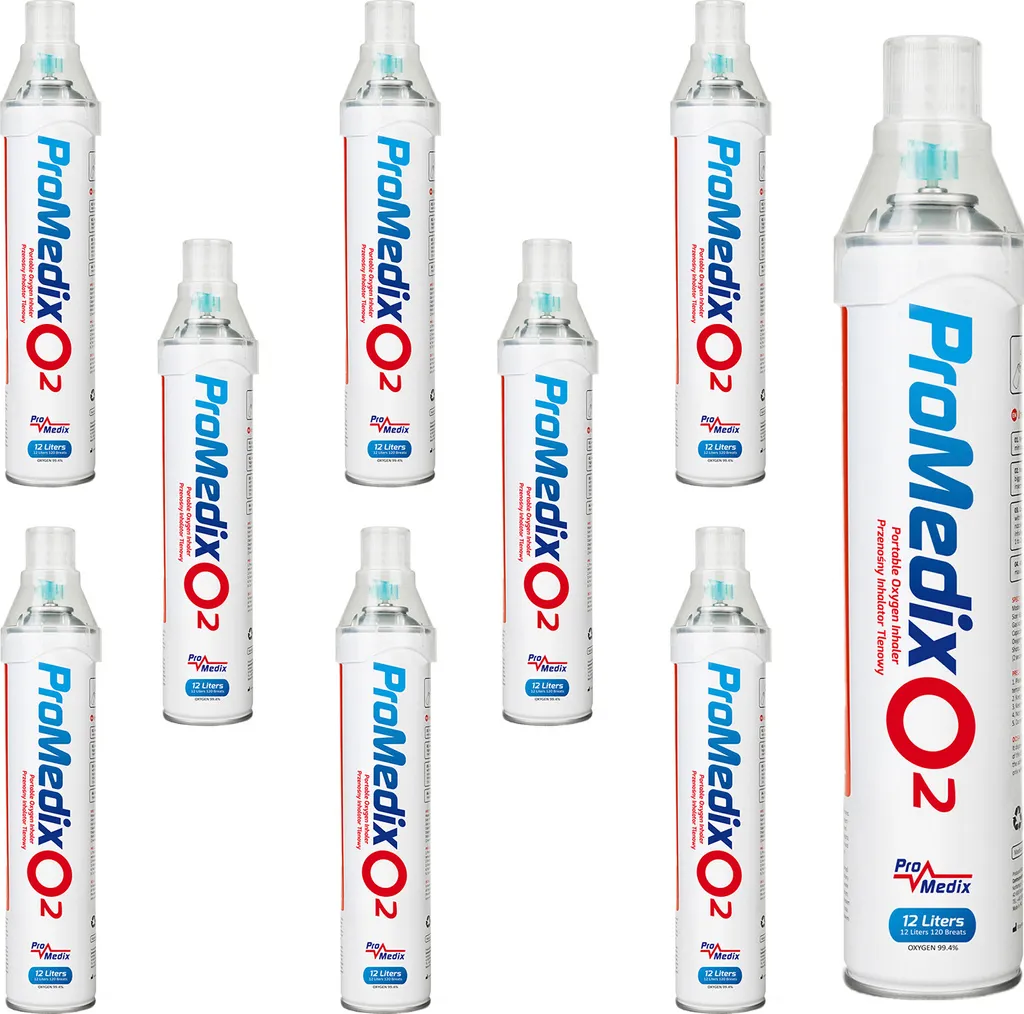 Oxygène pur à 99,4% en boîte 12L Promedix PR-994, lot de 9 inhalateurs