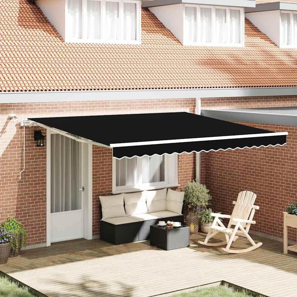 vidaXL Einziehbare Markise Schwarz 400 x 350 cm Polyester und Metall