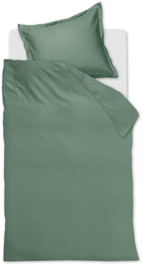 Satin Uni Bettwäsche-Set Grün, Größe:135 x 200 cm