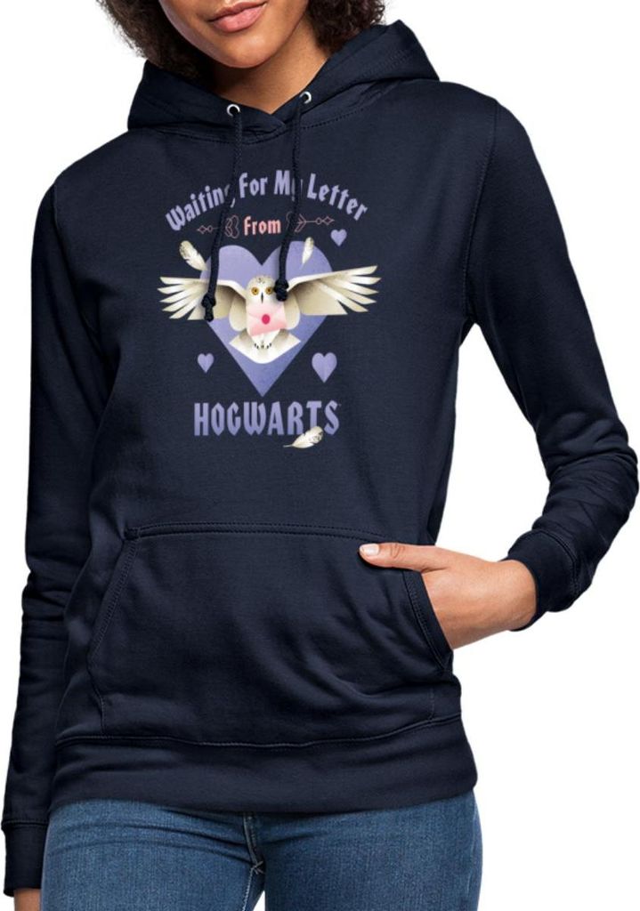 Spreadshirt Harry Potter Hedwig Spruch Brief Aus Hogwarts Damen Hoodie, M, Navy