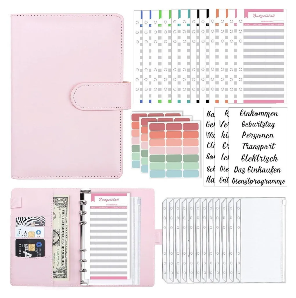 Organizer Spese A6 con Etichette Tedesche: Money Budget Planner Professionale