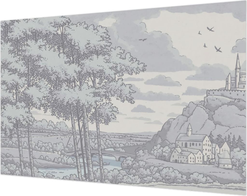 Wandtapete - Dekorative Tapete für Wohnzimmer- Tapetenfolie für Wanddekoration - 104x70 cm - Märchenhafte Landschaft