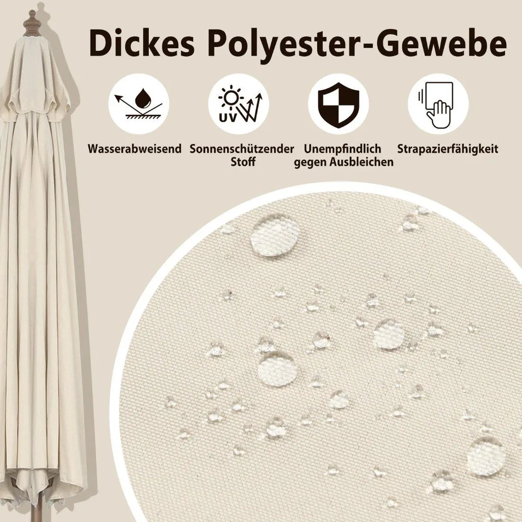 Parasol de balcon en bois beige 270 cm pour manger à l'ombre été