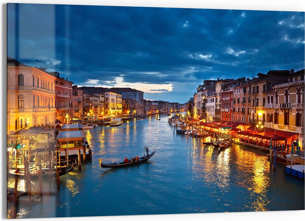 DEQORI Glasbild Echtglas 90x60 cm 'Venedigs Canal Grande' Wandbild Bild modern Deko