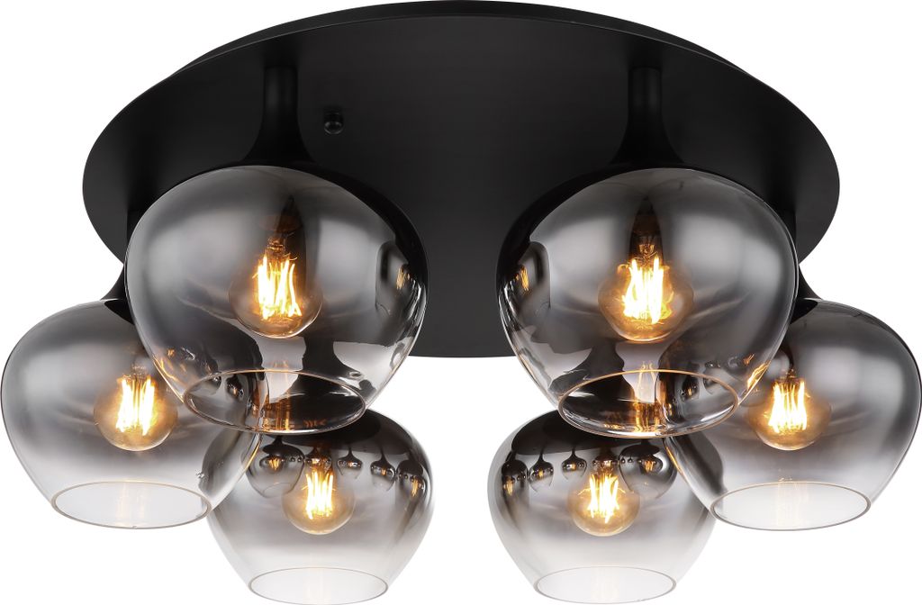 Globo Lighting Deckenleuchte Metall schwarz matt, 6x E27 Produktbild 