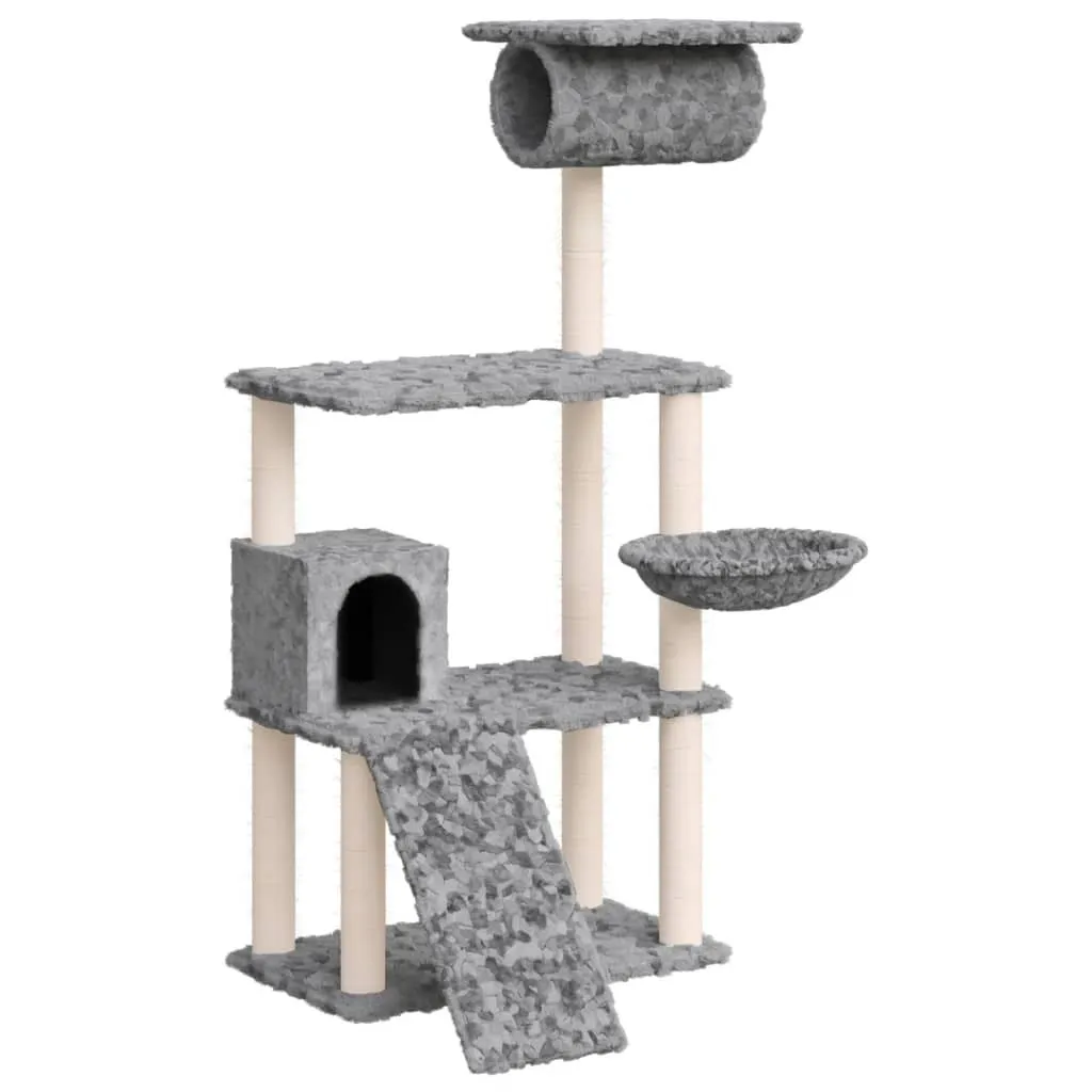 Tiragraffi Gatto vidaXL 131 cm Grigio Chiaro - Albero in Sisal Robusto