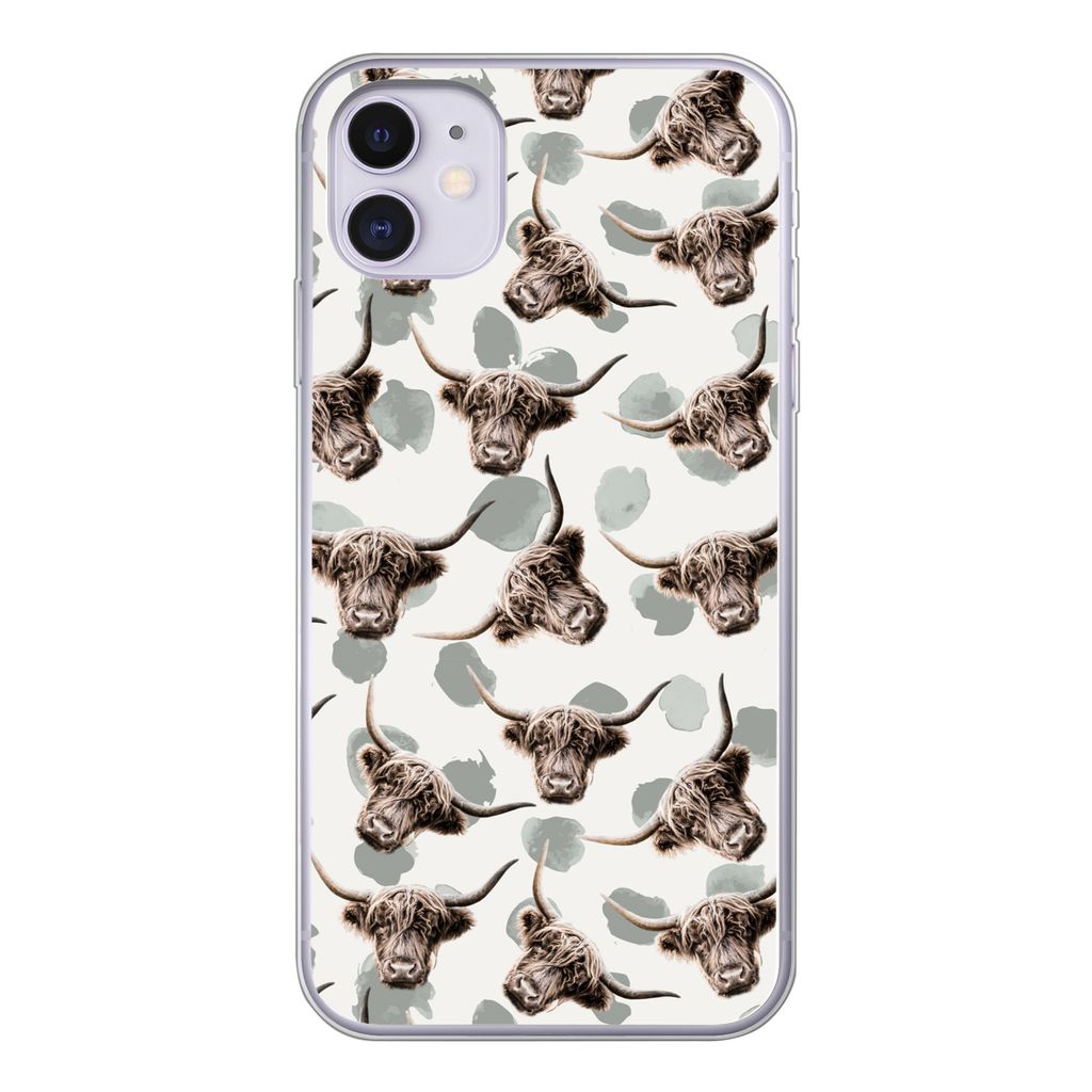 MuchoWow Handyhülle Schutzhülle Hülle für iPhone 11 Kuh - Schottischer Highlander - Tiere Silikon Softcase Handy Hülle - Handytasche