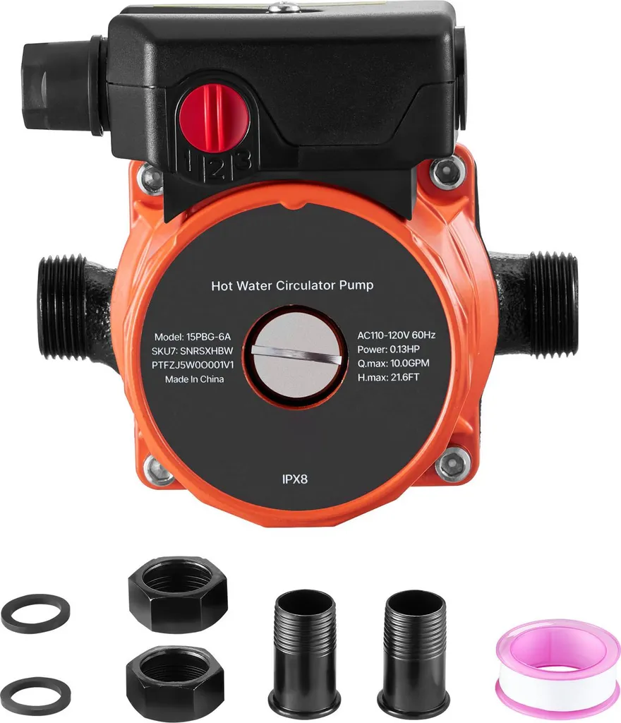 SucceBuy Pompe de Circulation 38 LPM - Circulateur Eau Chaude 100W G3/4