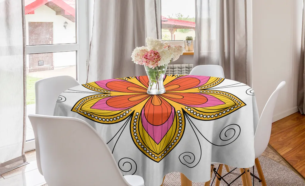 Offerta Tovaglia Rotonda 150 cm ABAKUHAUS Mandala | Resistente e Colorata