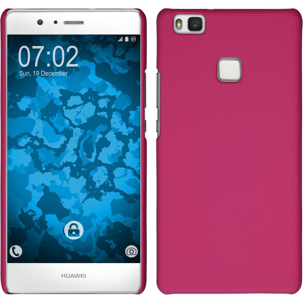 PhoneNatic Case kompatibel mit Huawei P9 Lite - Hülle pink gummiert Hard-case + 2 Schutzfolien