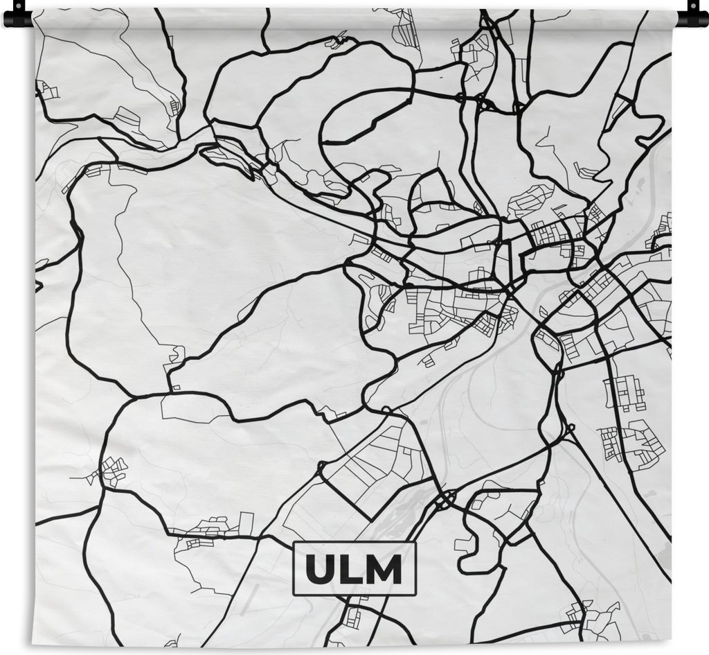 MuchoWow Wandteppich Wandbehang Karte - Ulm - Stadtplan 150x150 cm Tapisserie Dekoration Wandtuch - Wohnaccessoires - Modernes