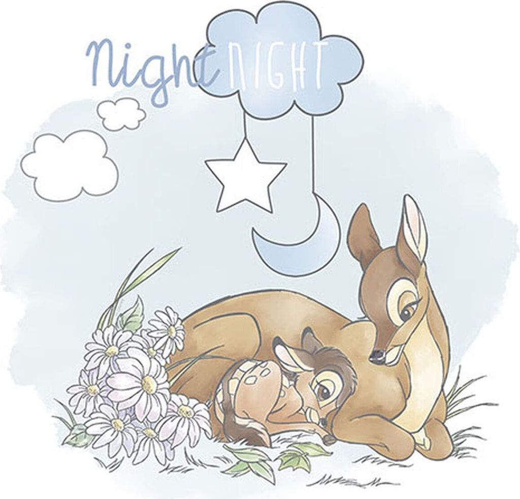 Disney Poster Bambi Good Night Blau und Beige - 610095 - 30 x 40 cm