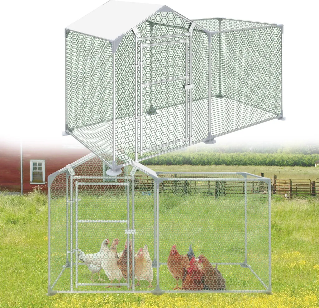 Sessamen-LP Pollaio recinto ruspante Gabbia per polli in acciaio zincato Pollaio recinto ruspante, voliera per polli piccoli animali pollame conigli, 2x1x1,4m