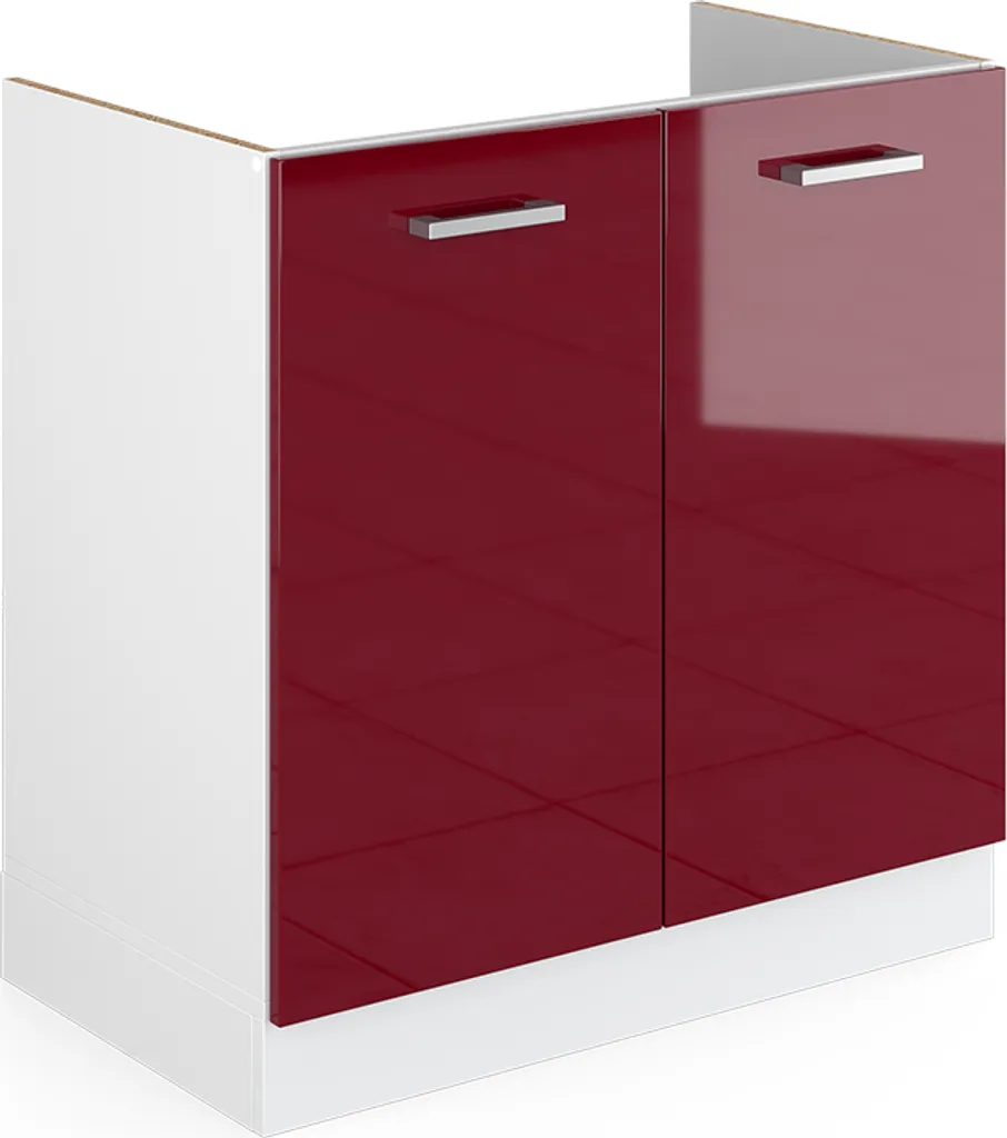 Mobile Sottolavello 80 cm Vicco R-Line Rosso Lucido DIY Semplice