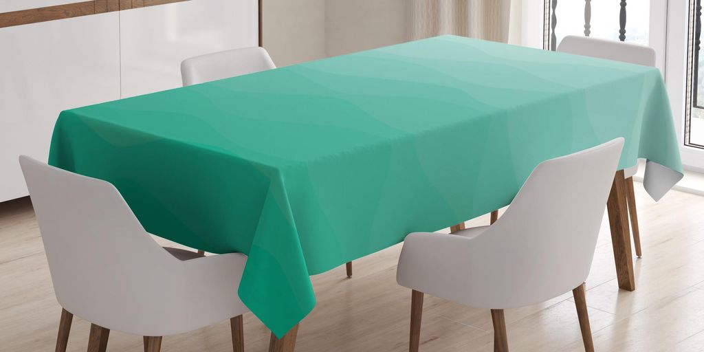 ABAKUHAUS Ombre Tischdecke, Kreative Zusammenfassung Wellen mit Schleppt Farbe ändern Drucken, 140 x 170 cm, Sea Green Seafoam