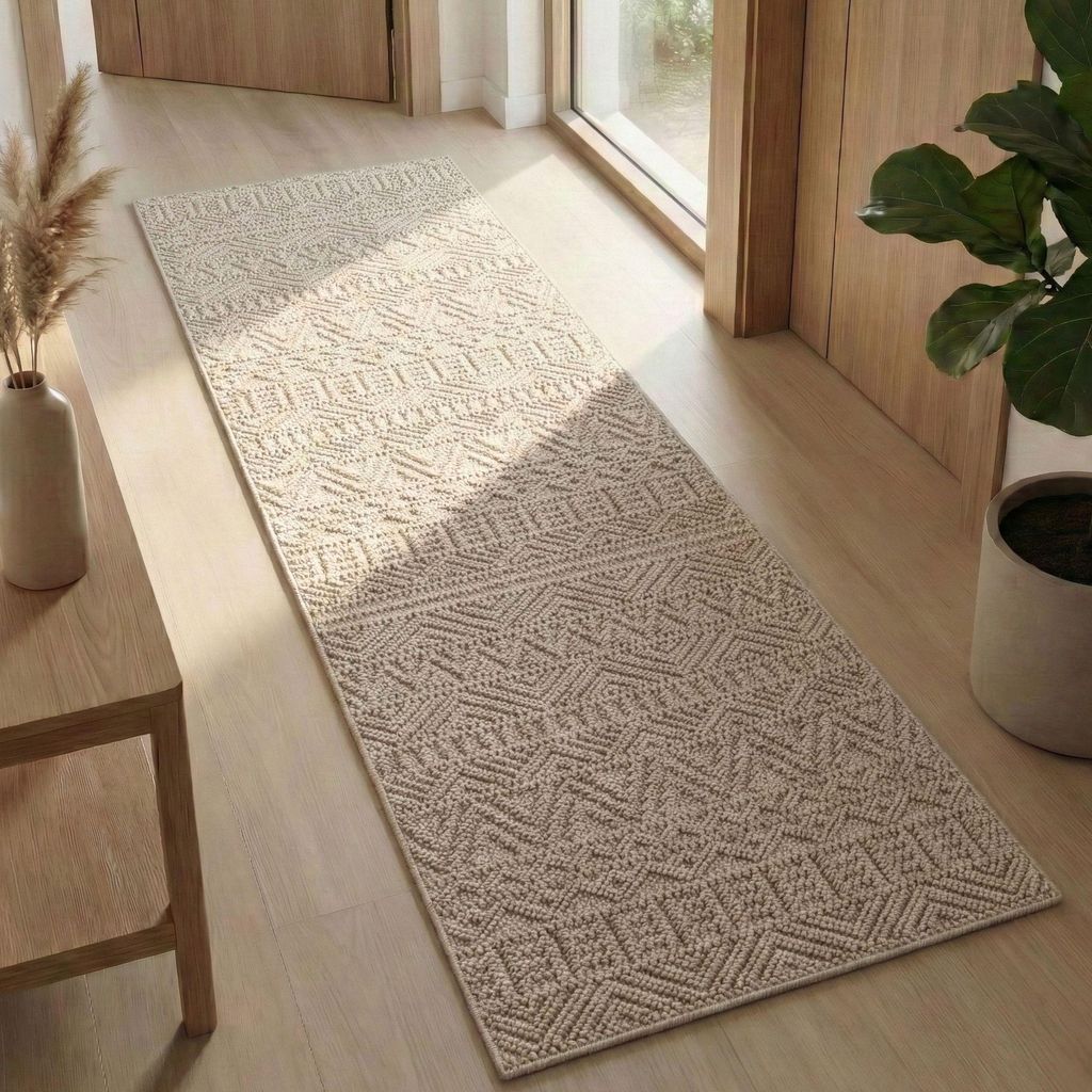 Carpetsale24 Teppich Wohnzimmer Bouclé Schlingenflor Skandi Stil Vintage Design Robust Superweich für Schlafzimmer, Grösse: 80x250 cm