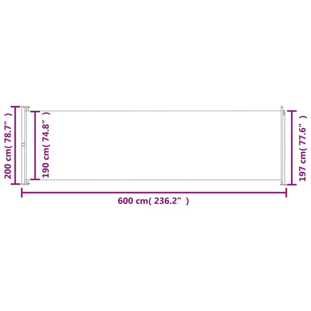 The Living Store Tenda laterale estensibile 200x600 cm Marrone - 9
