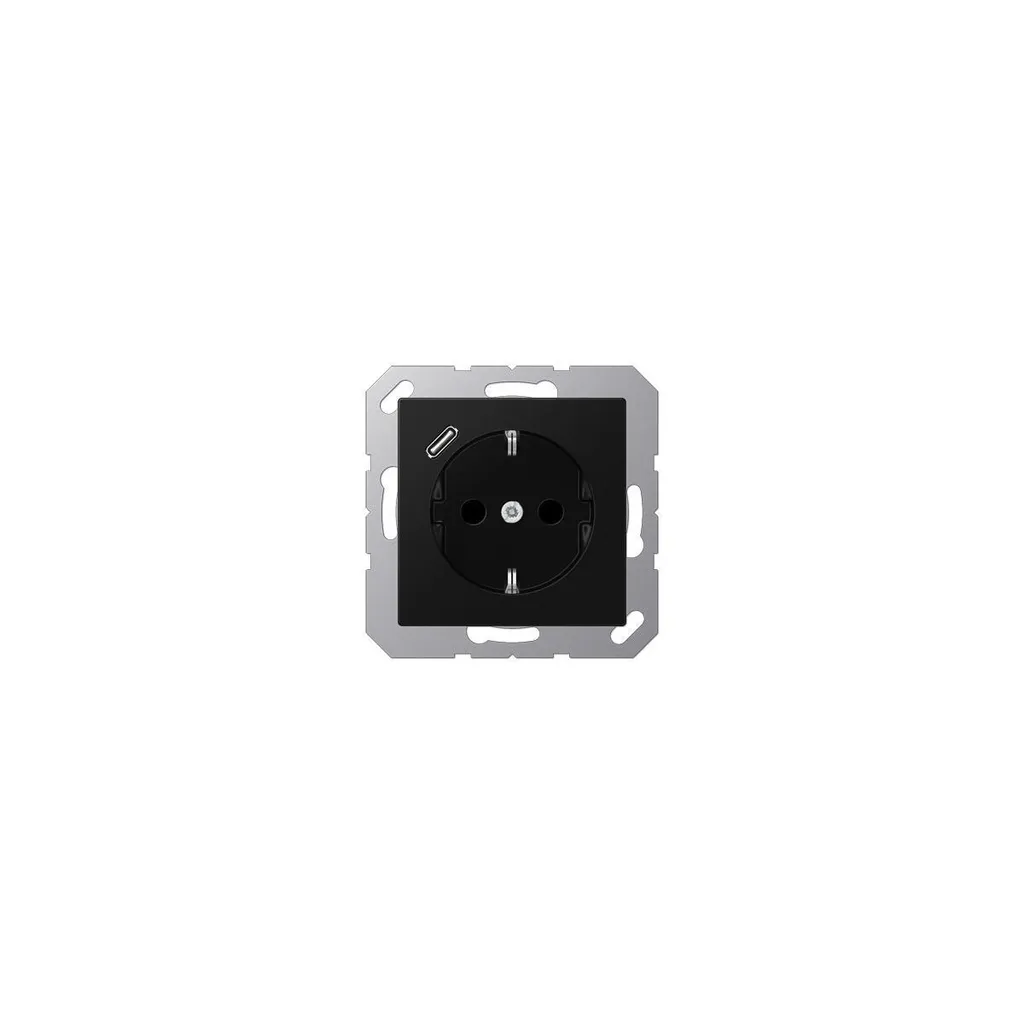 Prise électrique murale avec chargeur USB-C Jung A1520-18CSWM Noir