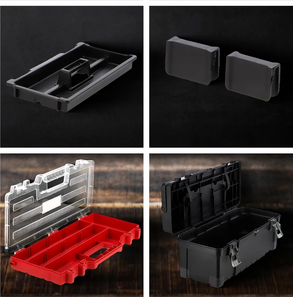Boîte à outils durable 44 cm multi-compartiments et fermetures de sécurité - 5