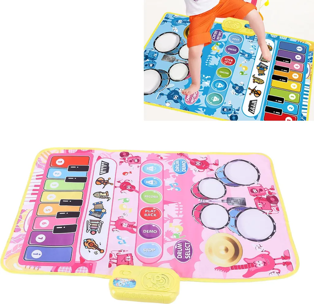 Tapis Piano Musical Rose pour Enfant avec Clavier et Tambour Tactile