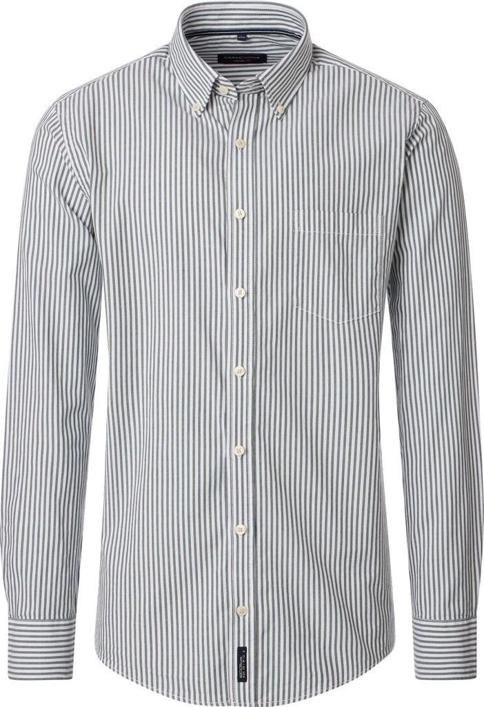 CASAMODA Herren Freizeithemd Langarm Button-Down Casual Grün gestreift M