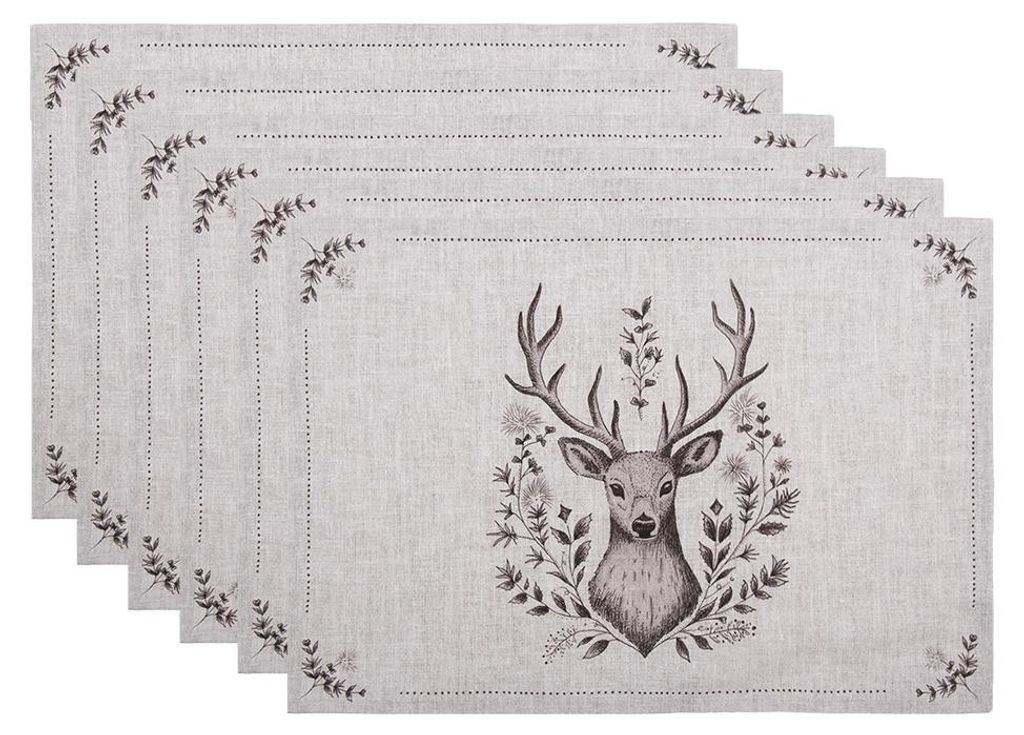 Set di 6 tovagliette Clayre & Eef 48x33 cm Cervo in cotone Immagine del prodotto 