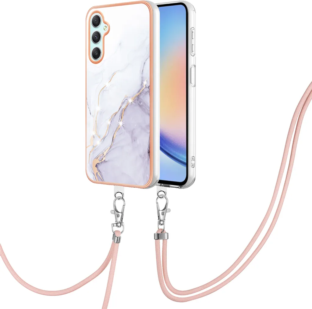 Custodia Protettiva Samsung A54 Bianca con Supporto Cinturino Regolabile
