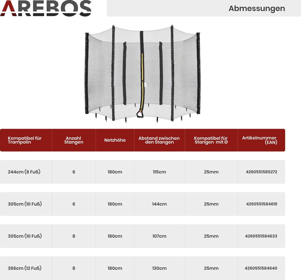 AREBOS Trampolin Randabdeckung und Netz, Ersatznetz, Produktbild 6