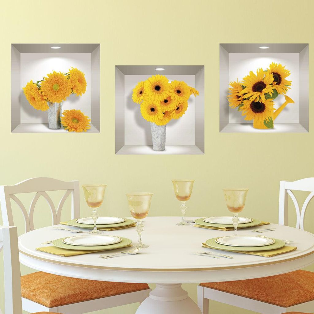 3D-Blumenaufkleber, Sonnenblumen-Varianten, 30 x 90 cm